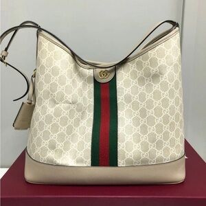 Gucci Cream and Red Hobo Bag